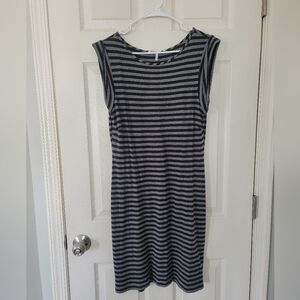 French Connection Charcoal and Gray Striped Dress